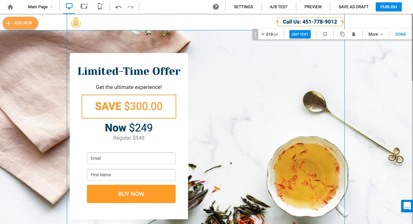 wishpond stripe landing page editor