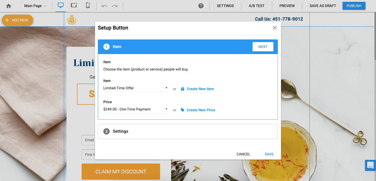 wishpond stripe landing page setup